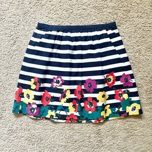 Banana Republic Size 4 Striped Floral A-Line Skirt with Side Zipper